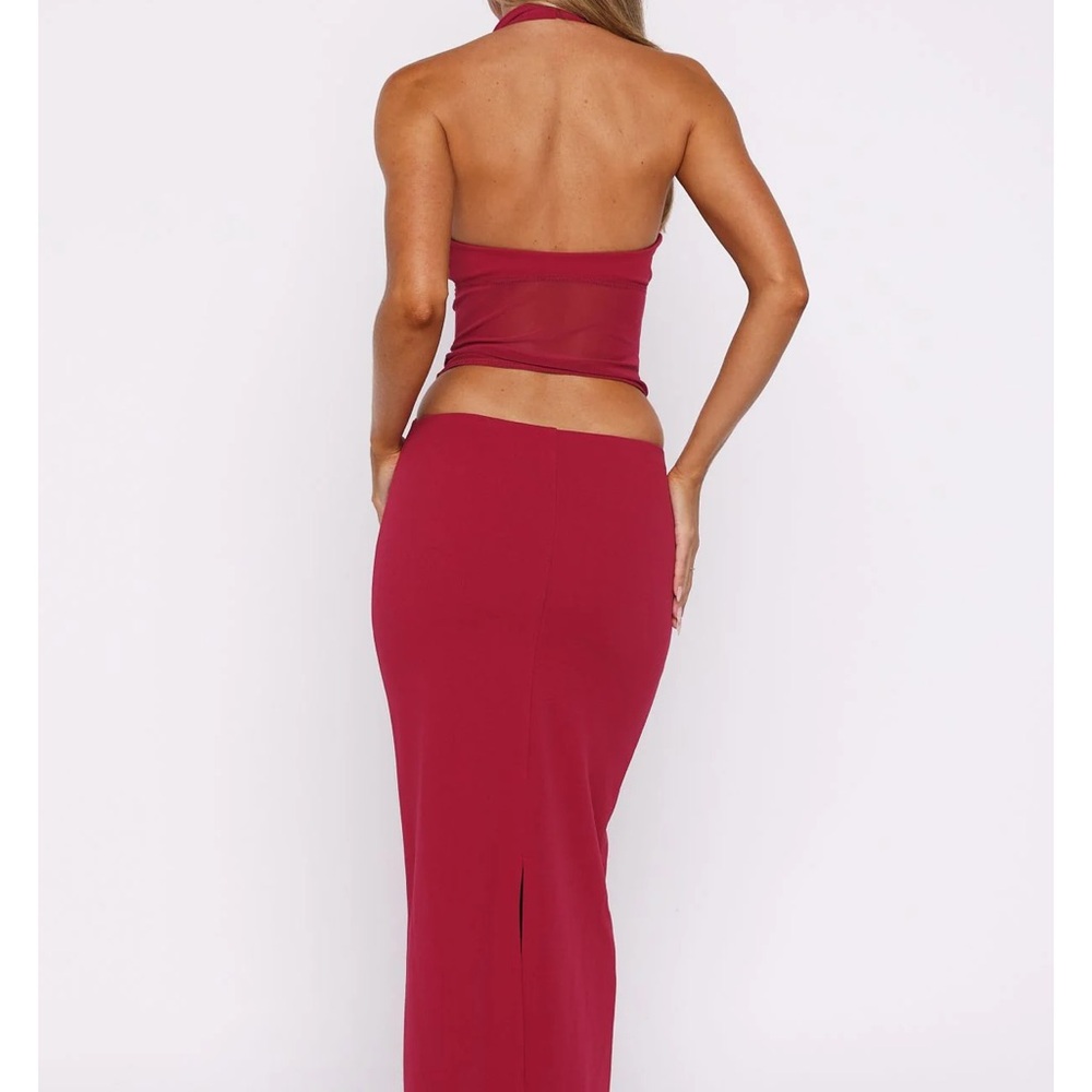 White fox No Notes Needed Halter Maxi Dress Cherry - Picture 5 of 6